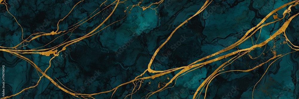 dark teal luxury marble texture with gold linings background from ...