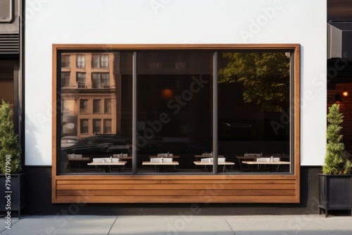 Restaurant window mockup door transportation automobile.