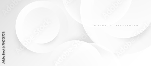 Abstract minimalist white background with circular elements vector	
