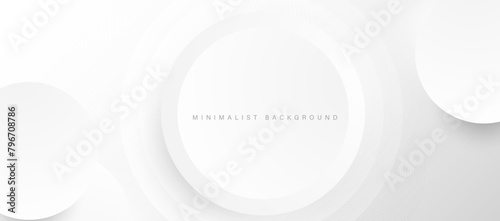 Abstract minimalist white background with circular elements vector	
