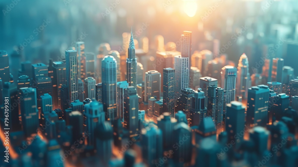 Marveling at a dreamy 3D cityscape  AI generated illustration