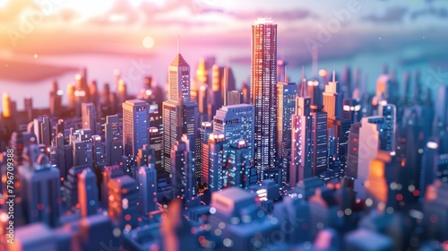 Marveling at a dreamy 3D cityscape AI generated illustration
