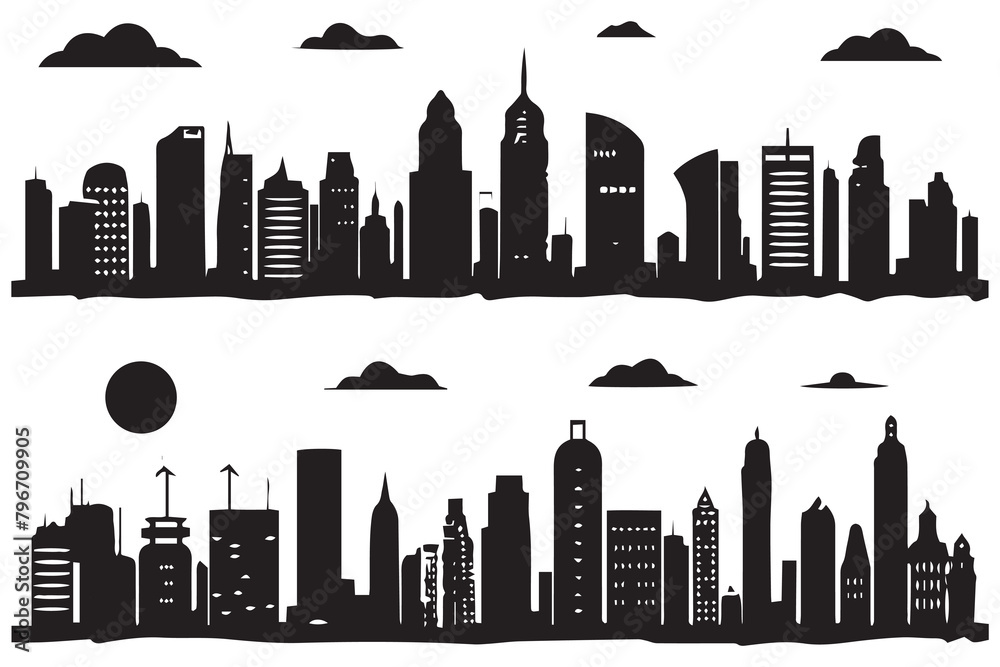 Fototapeta premium set of Vector city silhouette in a flat style