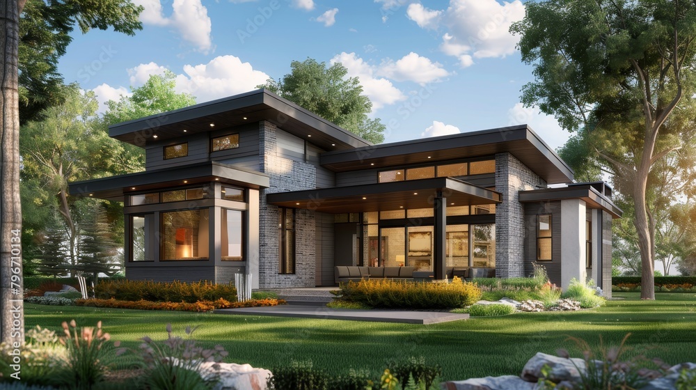 Modern and sleek architectural design with a cute twist AI generated illustration Modern and sleek architectural design with a cute twist AI generated illustration