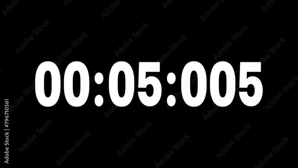 Clock with white numbers on black background display. Digital timer starting from 0 seconds to 4 minute Clock with white numbers on black background display. Digital timer starting from 0 seconds to 4 minute