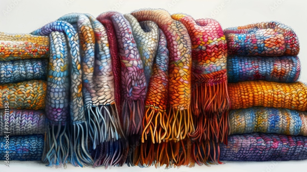 Stack of Multicolored Scarves