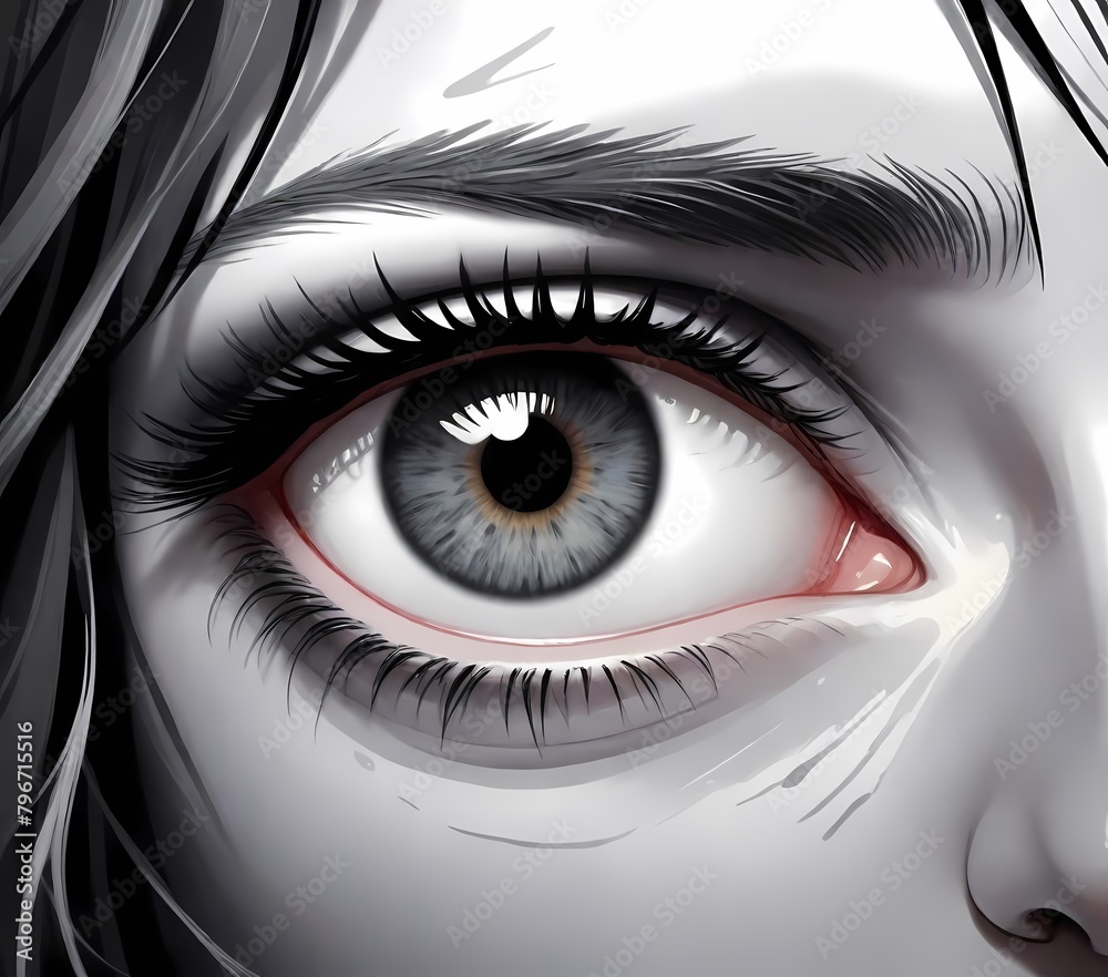 Stylized Black and White Eyes Painting Stylized Black and White Eyes Painting