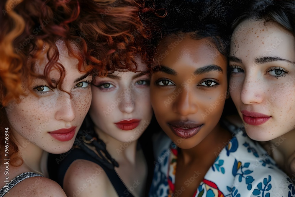 Celebrating Multiethnic Beauty and Friendship: A Portrait of Diverse Women. Concept Portrait Photography, Multiethnic Beauty, Friendship, Diversity, Women empowerment