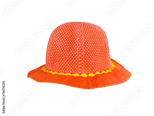 Orange Children's Bucket Hat Isolated on a white background