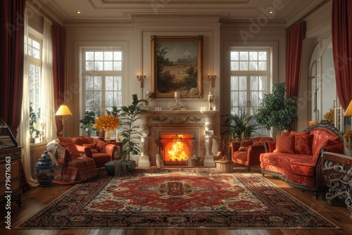 3D CG rendering of the arabic style hall inside a mosque