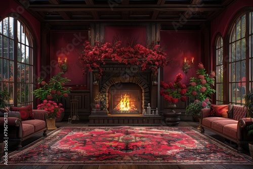 3D CG rendering of the arabic style hall inside a mosque