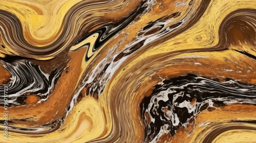 Gold fluid art marbling paint flow curve