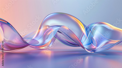 Minimalist flowing shapeless glass forms with holographic effect photo