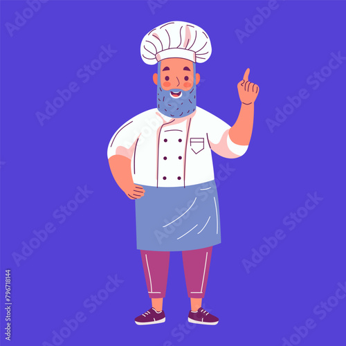 The chef makes a directing sign telling the recipe