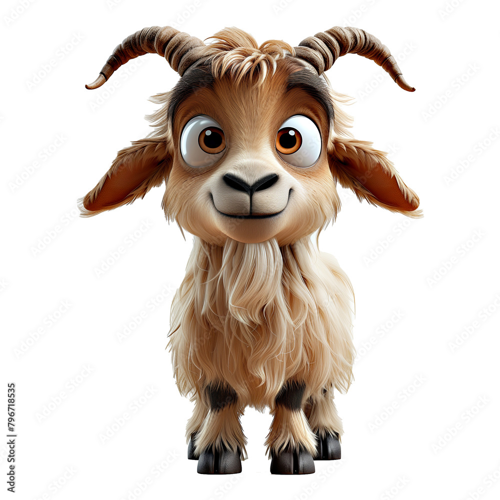Goat character 3d illustrations, isolated on white background.