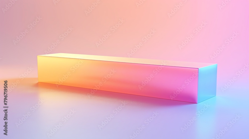 a glowing rectangular glass box in pink background.