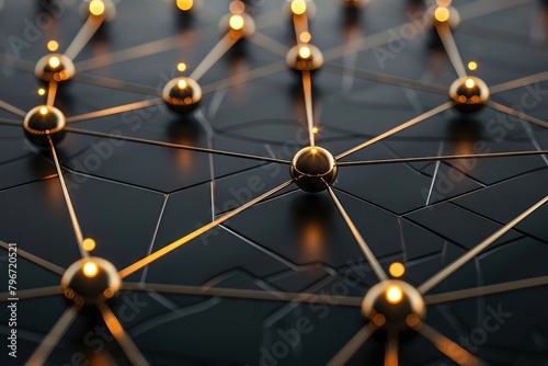 Abstract innovation concept with interconnected nodes on a black grid, symbolizing network and data analysis, against a stark background suitable for engaging and informative text