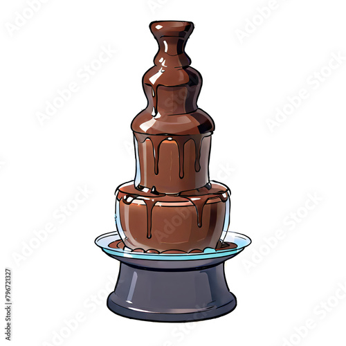 Chocolate Fountain Hand Drawn Cartoon Style Illustration
