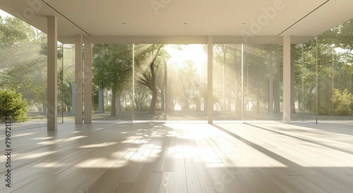 Empty Room With Sunbeams Through Trees