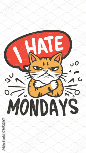 A humorous picture of a grumpy cat saying I hate Mondays