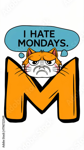 A humorous picture of a grumpy cat saying I hate Mondays