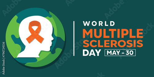 World Multiple sclerosis. Great for cards, banners, posters, social media and more. Green background.
