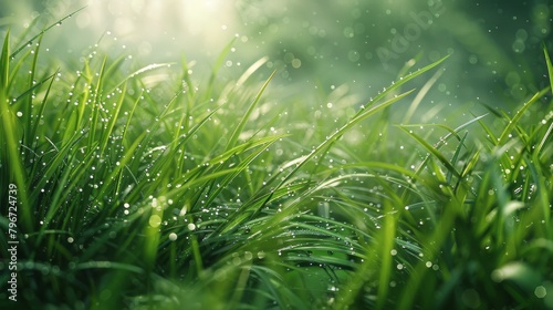 Close Up of Grass With Water Droplets
