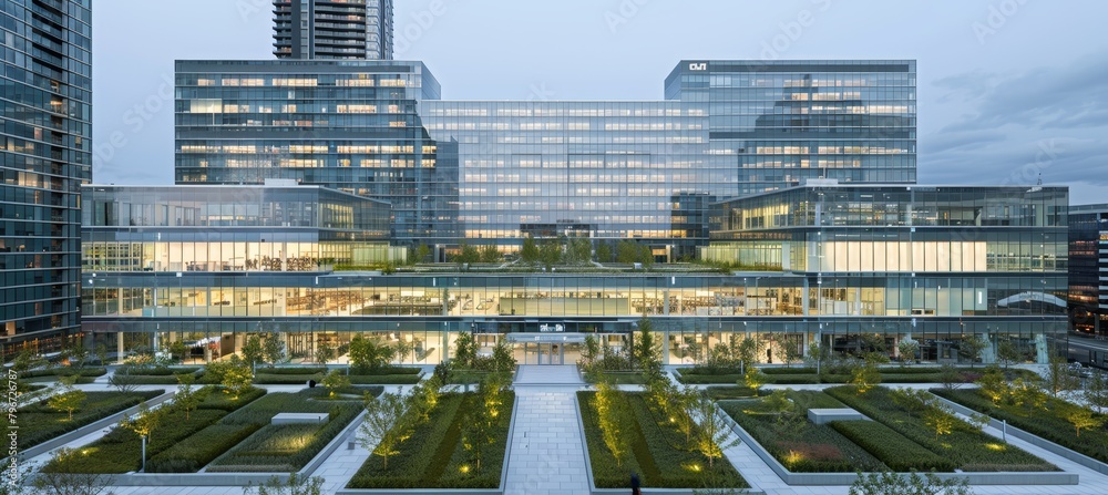 Dynamic urban tech hub featuring modern office buildings and cutting edge innovation centers Dynamic urban tech hub featuring modern office buildings and cutting edge innovation centers