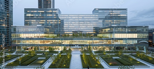 Dynamic urban tech hub featuring modern office buildings and cutting edge innovation centers © Philipp