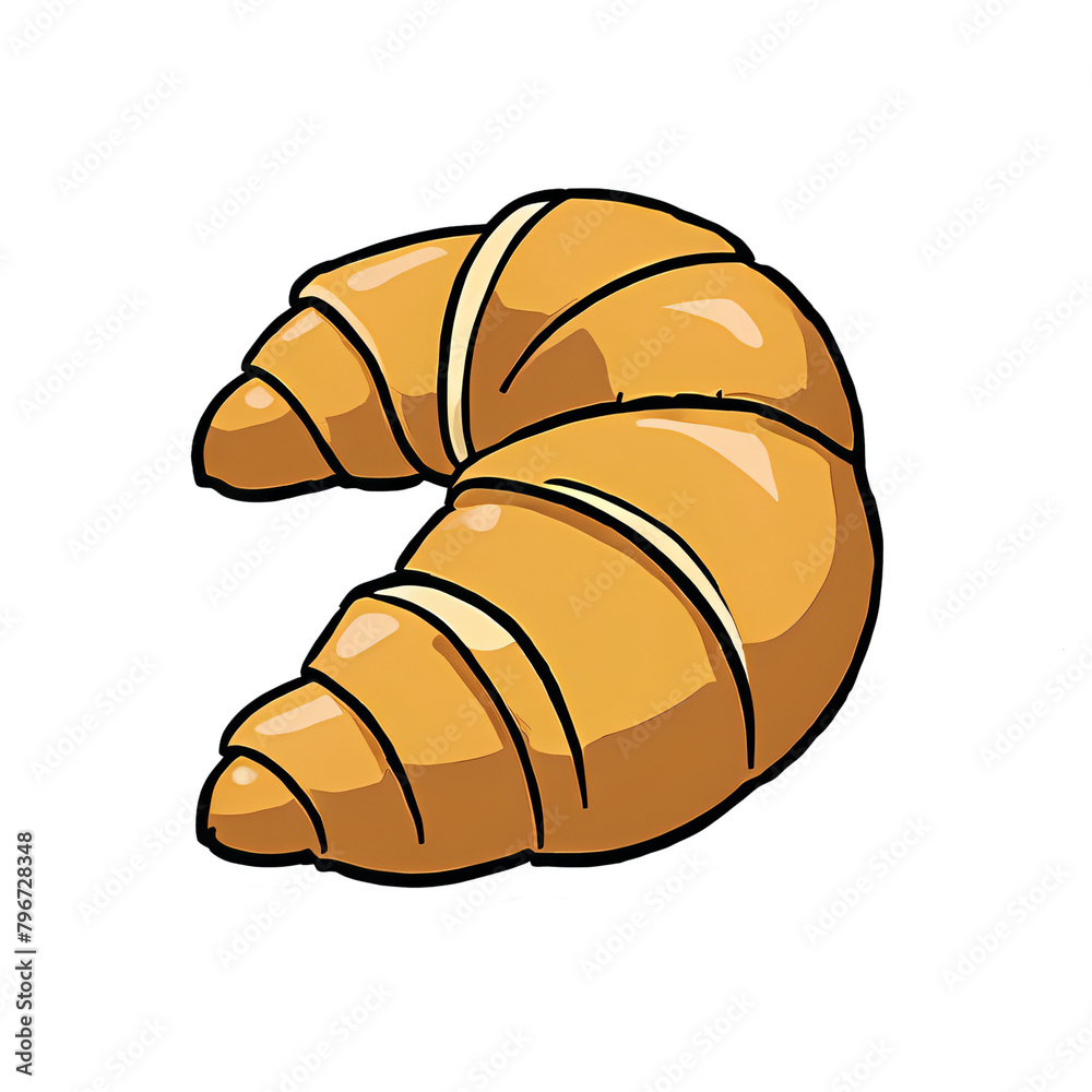 Croissant Hand Drawn Cartoon Style Illustration Croissant Hand Drawn Cartoon Style Illustration