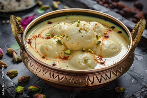 Bangladesh Rasmalai Dessert, Cheese Dumplings Soaked in Sweetened, Saffron-Infused Milk