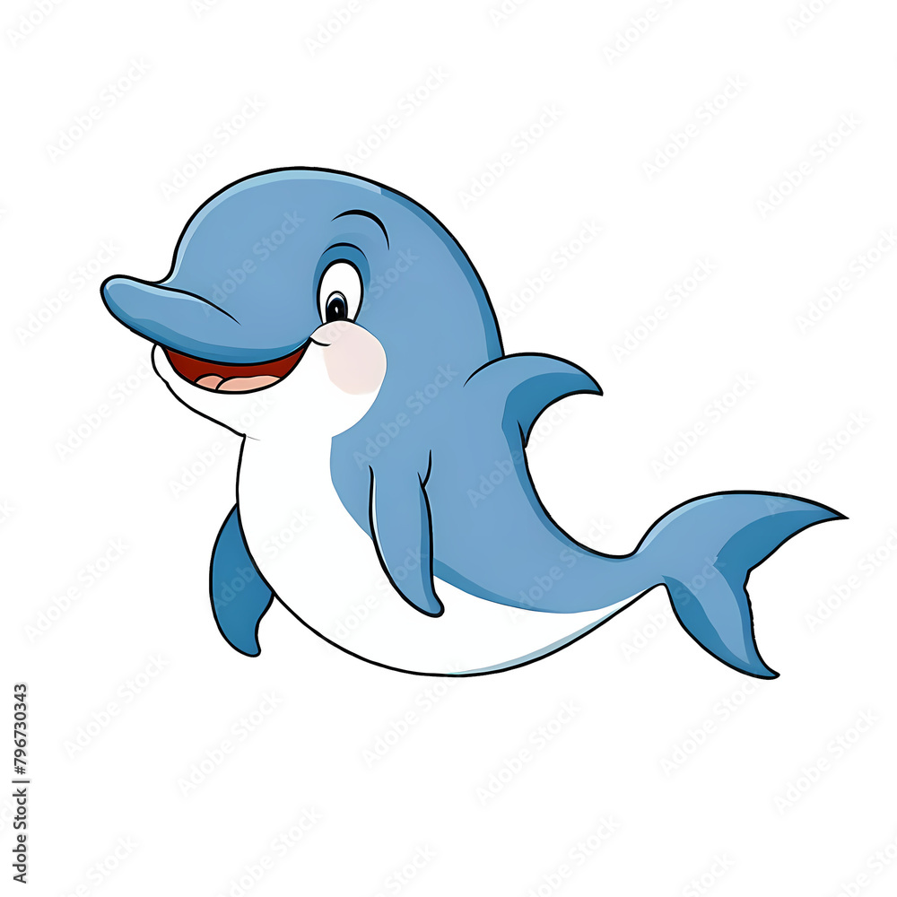 Naklejka premium Dolphin Hand Drawn Cartoon Style Illustration