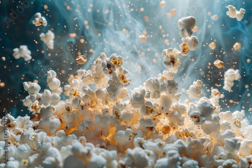 Popcorn Explosion, Flying Pop Corn, Cinema Concept, Copy Space