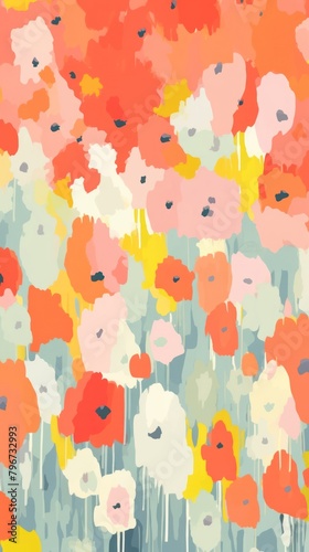 Stroke painting of flower field wallpaper pattern art backgrounds.