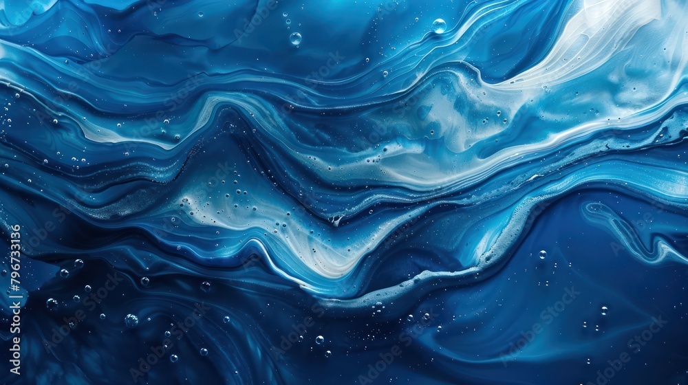 Blue and White Waves With Bubbles Blue and White Waves With Bubbles