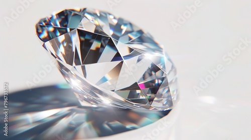One large diamond on a realistic white background First person