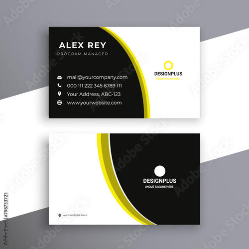 Minimal luxury modern professional real estate yellow color business or visiting card set of print ready