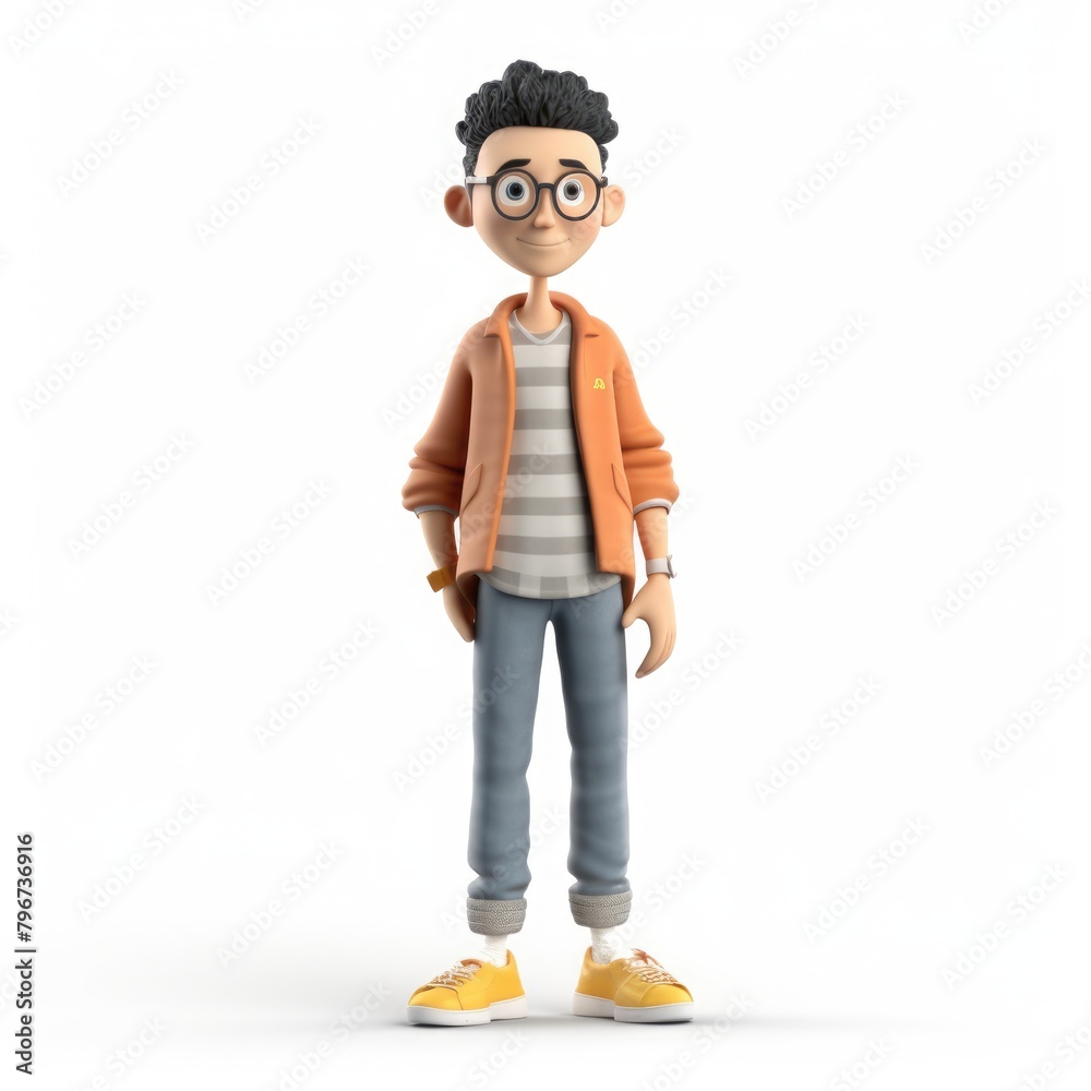 An illustration 3D character in Notion style, with a vibrant personality and casual attire, standing on a white background, AI Generative An illustration 3D character in Notion style, with a vibrant personality and casual attire, standing on a white background, AI Generative