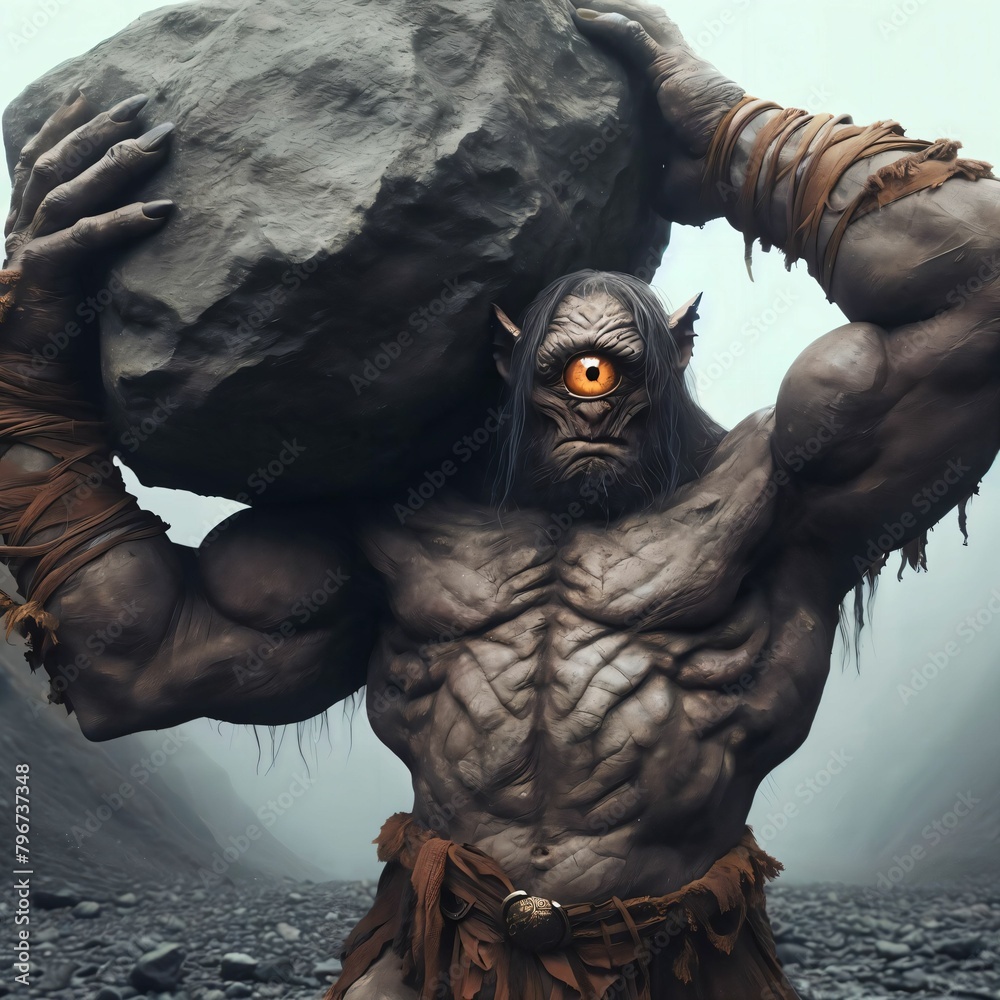 A One eyed Cyclops From Ancient Greek Mythology The Cyclops Is Holding A One eyed Cyclops From Ancient Greek Mythology The Cyclops Is Holding