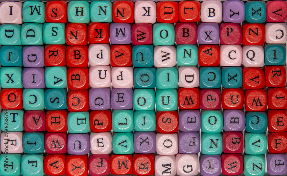Background with letters on colored cubes Background with letters on colored cubes