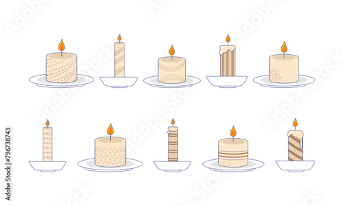 Candle Light Illustration Element Set