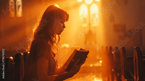 Woman s hand with cross. Concept of hope  faith  christianity  religion  church online. religion Concept Unrecognizable woman holding a bible in her hands and praying