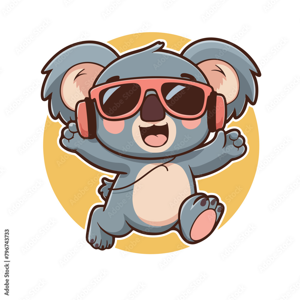 Cute Funny Koala Animal Cartoon Characters Happy Isolated Vector Illustration (EPS 10)