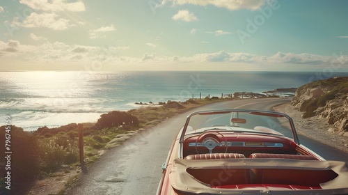 Coastal Road Trip: Adventure Awaits in a Vintage Convertible Along the Invigorating Seaside Horizon