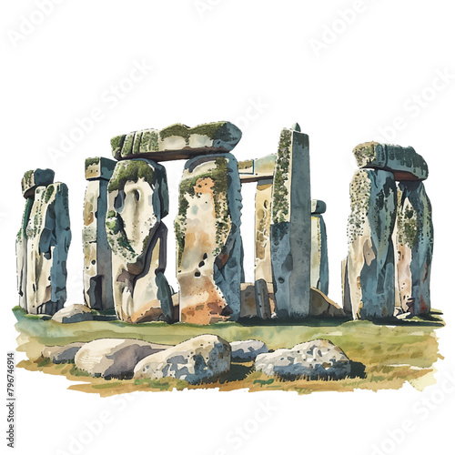 stonehenge vector illustration in watercolor style