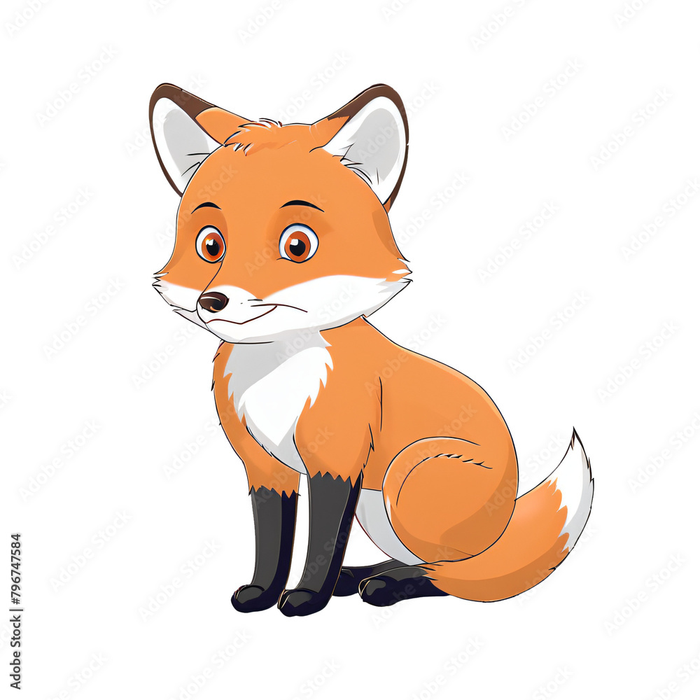 Fox Hand Drawn Cartoon Style Illustration