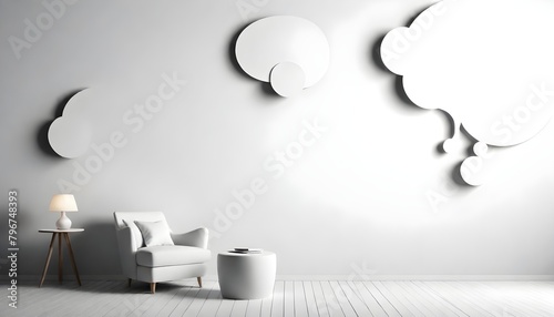Creative wallpaper with white shapes