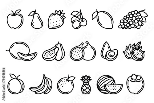 An original vector set of icons on the theme of vegetables, fruits and berries. © artmarsa