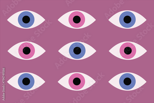 eyes pattern flat vector