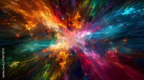 Cosmic Fractal Explosion: A Dazzling 3D Render of Infinite Geometry
